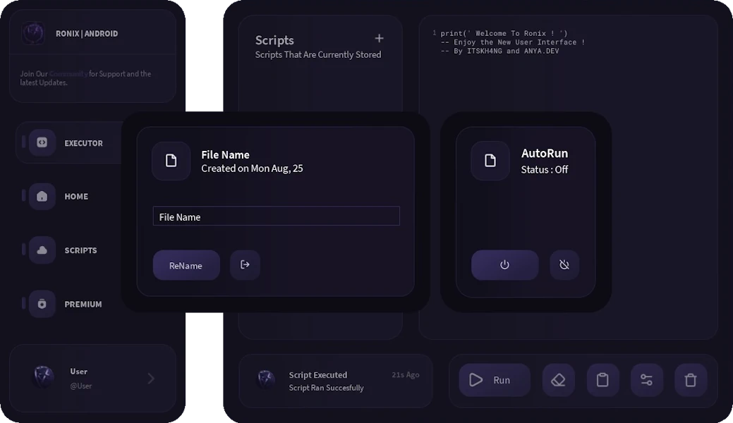 Ronix Executor android Interface